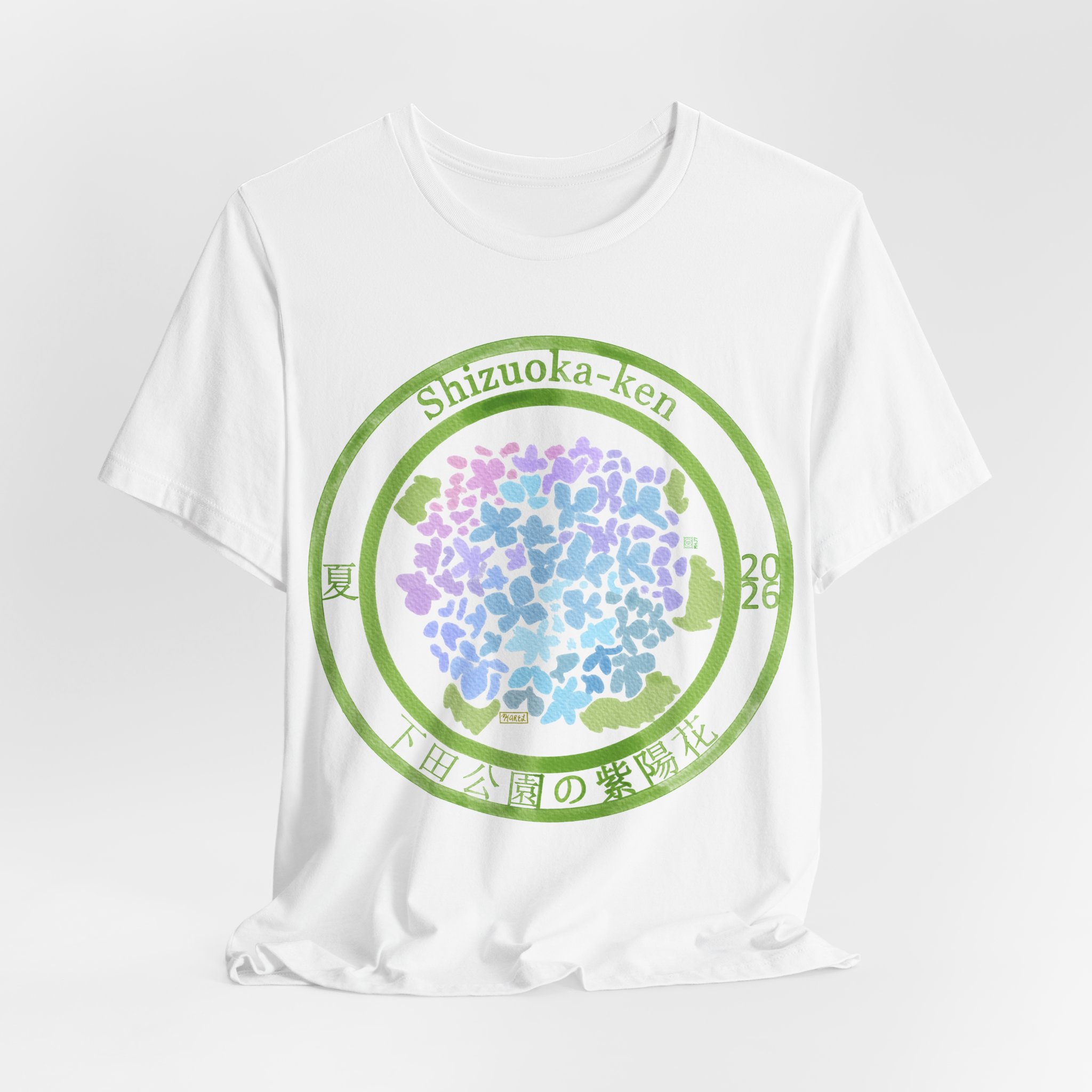 7 Shizuoka Hydrangea Park Stamp seal T‑Shirt 下田公園の紫陽花 - Image 4