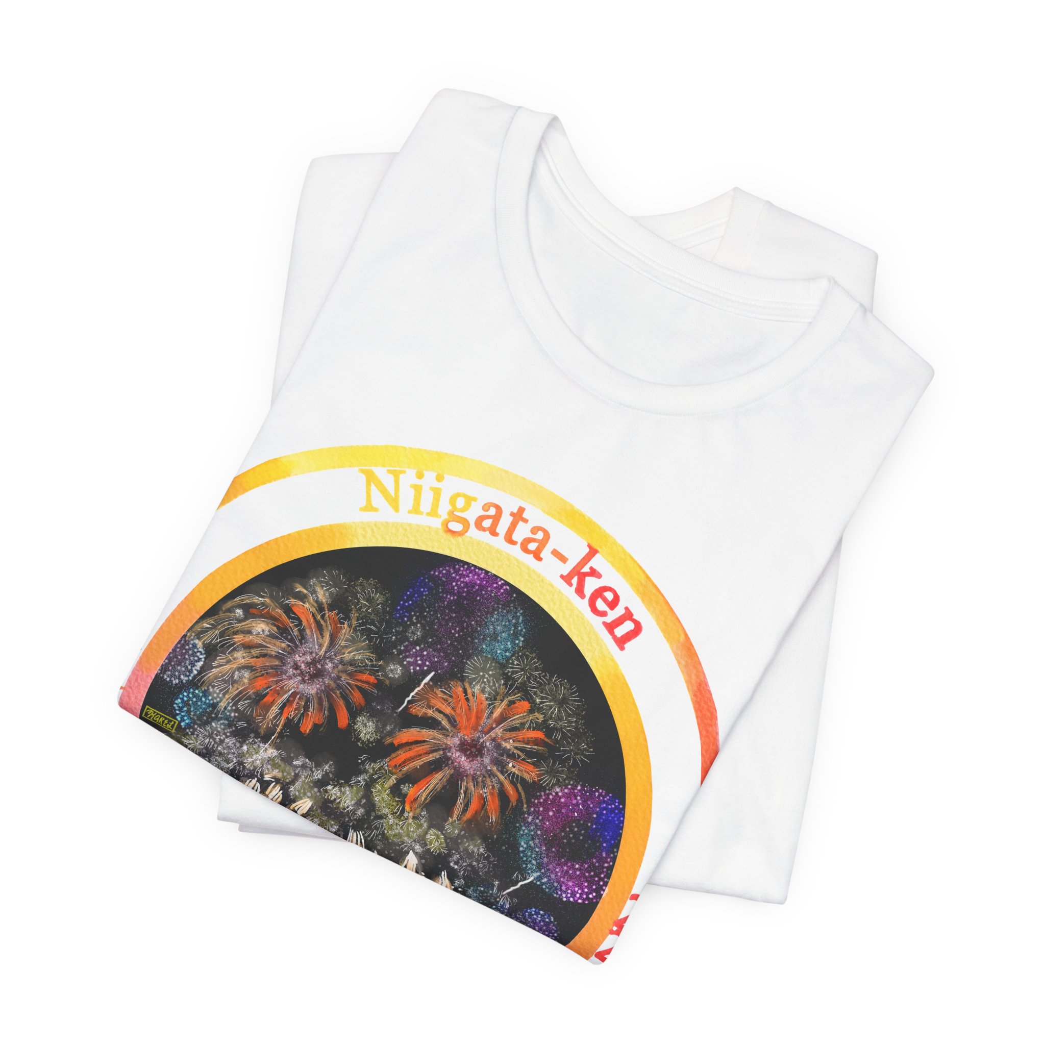 3 Nagaoka Festival Grand fireworks display Illustration stamp seal with sgraffito T-Shirt 長岡まつり大花火大会 - Image 3