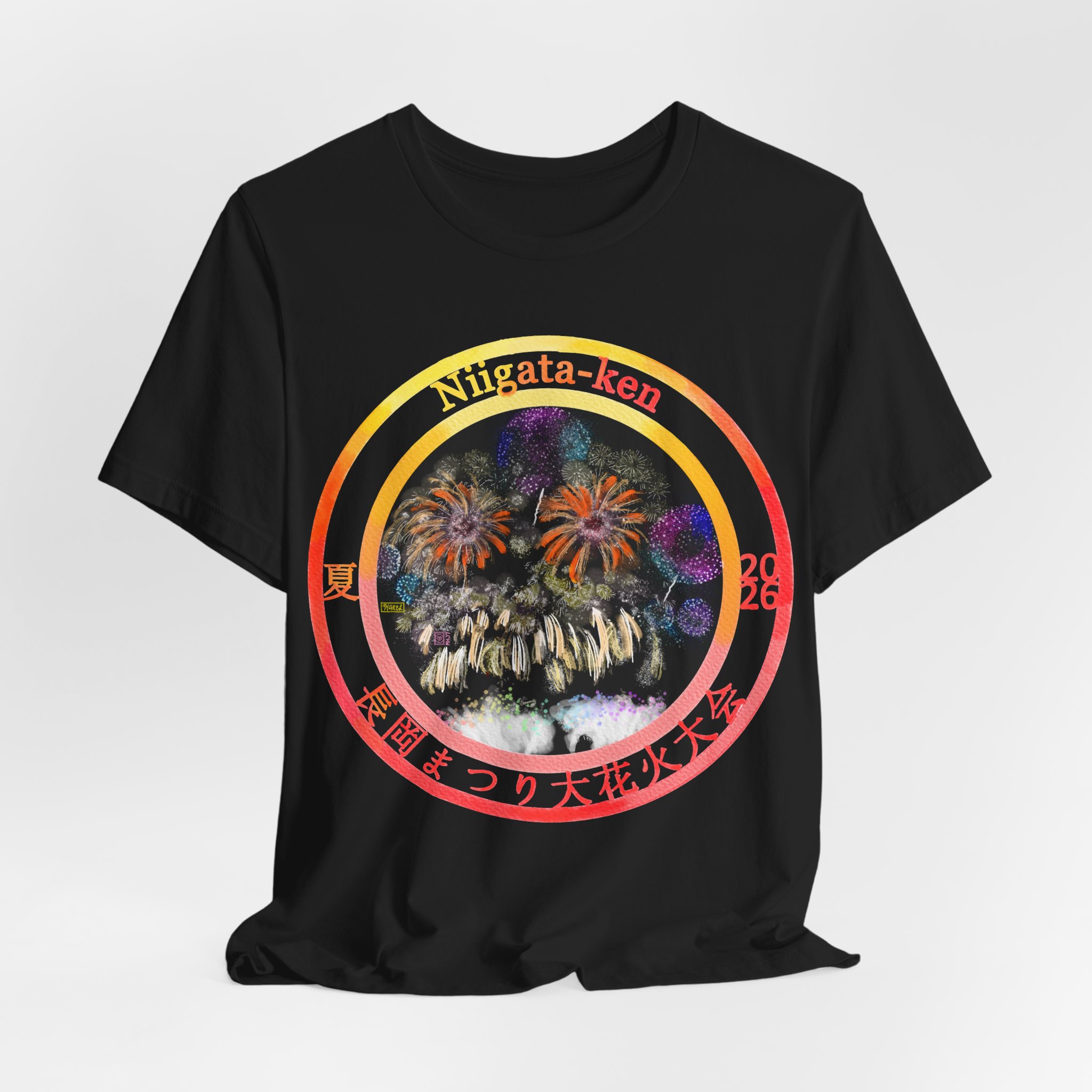 3 Nagaoka Festival Grand fireworks display Illustration stamp seal with sgraffito T-Shirt 長岡まつり大花火大会 - Image 8