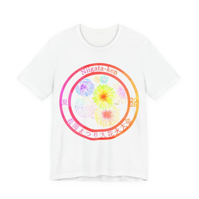 9 Nagaoka Festival Grand fireworks display stamp seal T‑Shirt  長岡まつり大花火大会